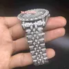 Prong Set Diamond Men's Watch Silver roestvrijstalen kas riem kijkt Arabische digitale schaal automatisch mechanisch polshorloge233n