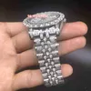 Prong Set Diamond Men's Watch Silver Stainless Steel Case Strap Watches Arabic Digital Scale Automatic Mechanical Wristwatch233N