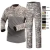 Utomhus taktisk stridskamouflage t shirt byxor set kläder stridsklänning uniform bdu set djungel jaktkläder skogsskytte no05-013b