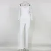 2019 Designer Jumpsuit Silk Bridesmaid Dress With Illusion Long Sleeves Lace Off Shoulder Formal Dresses Party Wedding Guest Dress robes de