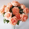 12 pezzi Real Touch Rose fiori artificiali rose aperte umidità finta rosa singola fiori rosa dall'aspetto naturale 15 colori per fiori nuziali