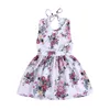 Ins-tjejer klänningar blommig spets prinsessa klänningar blomma flicka backless klänning ärmlös barn kläder sommar barn kläder för 2T-8T DHW2495