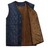 Waidx Gilet Gilet Uomo Senza Maniche Giacca in Pile Uomo Caldo Inverno Spessore Gilet Maschile Vecchi Uomini Allentato Blu Caldo Gilet Chaleco Drops284l