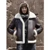 2024 Män fårskinn Bomber Shearling Jacket äkta skinnjacka män Motorcykeljackor Air Flight Coat Double Side Wear