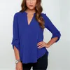 Kadın Giysileri Yaz Tarzı Şifon Bluzlar T Shirt Lady Kızlar Rahat Uzun Kollu V Yaka Kadın Blusas Mujer de Moda