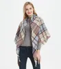 Grille Surdimensionné Tassel Wraps Plaid Couvertures Foulards Filles Vérifier Col Châle Treillis Cou Écharpe À Franges Pashmina Chaud Hiver Foulard A6090