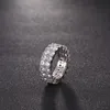 حلقات الفرقة 7-12 حلقات الحب الذهب Micro Micro Paded 2 Row Rings Zircon Hip Hop Silver Finger Finger for Men Women