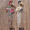 2 color Fashion korean Colorful white bird Rhinestone chain long tassel earrings lady jewellery wedding prom Earring jewelry AJJ352