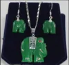 Ketting natuurlijke groene jade olifant hanger kettingen oorbellen set kostuum sieraden