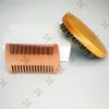 MOQ 100 st OEM Custom Logo Beard Kits Set Bambu Beards Brush Fine Wide Peach Wood Combs i vit låda med utskriftsnamn