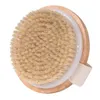 Round Natural Boar Bristles Massage Brush Cellulite Circulation SPA Massage Bamboo Handle Shower Body Brush Back Massage