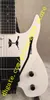 E-Gitarre ohne Kopf mit weißem Korpus und Hals und Palisandergriffbrett mit schwarzer Hardware, kostenloser Versand