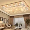 Luxe Hotel Woonkamer Villa Rechthoek 3 Helderheid Goud K9 Crystal Plafond Licht Kroonluchter Band LED Lamp Lamp Afstandsbediening