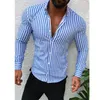 Chemises habillées pour hommes 2021 chemise rayée décontractée à manches longues hommes Slim Fit formel hommes vêtements masculins