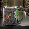 3d mönster rostfritt stål rånar Dragon Tankard Celtic Knot Arbete Öl Kaffe Tea kopp Mugg King Drinking Cup Infoga 350ml C18112301