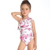 Baby tjejer baddräkter sjöjungfru tryckta tjejer badkläder en bit snedställd axel barn simma kläder sommar simning kostymer grossist dhw2807