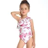 Maillots de bain pour bébés filles Sirène imprimé maillot de bain pour filles une pièce épaule inclinée vêtements de bain pour enfants costumes de natation d'été en gros DHW2807