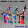 Mini silikon trum rigg vattenrör vattenpipa glas bongs vattenrör med termokrom kvarts hink naglar mini dab olje riggar vattenpipa bongs