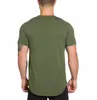 Super Kwaliteit Effen Kleur Blank Fitness Mannen Lange Stijl Ademend Sport T-shirt Mannelijke Slanke Zomer Body Building Korte Mouw Tops 240I