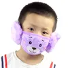 2 In 1 Child Cartoon Bear Face Mask With Plush Ear Protective Thick And Warm Kids Mouth Masks Winter Mouth-Muffle For Party Favors