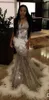 Meninas pretas Mermaid White Feather Prom Dress 2020 Sparkling de prata dos Sequins Querida ver através saia longa graduação vestidos de festa Vestidos