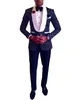 Ny ankomst Groom Tuxedos Groomsmen sjal Vit Lapel Man Suit Brudgum Bröllopskalkyler Jacka byxor Tie Hankerchief K315C