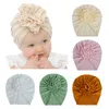 20 Kolory Słodkie Niemowlę Berbeć Unisex Kwiat Indyjski Turban Cap Dzieci Kwiatowy Kapelusz Solidna Kolor Bawełniany Baby Hairband Head Wraps Caps M2478