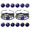 Groothandel 12 lichtgevende constellatie charme echte zwarte lederen gevlochten vriendschap touw knoop armbanden voor mannen vrouwen jongens armband sieraden