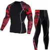 Les nouveaux ensembles de compression de fitness T-shirt Men 3D MMA CrossFit Muscle Shirt LEGGINGS LEGGING COMMER