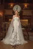 Calla Blanche 2020 Mermaid Wedding Dresses With Tulle Long Sleeves Strapless Lace Bridal Gowns Backless Formal Beach Wedding Dress Plus Size