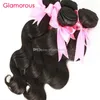 Glamor￶s 100% m￤nskliga h￥rf￶rl￤ngningar Body Wave 4 Bunds Natural Color Brazilian Weave Glamorous Hair Fashion Style Virgin Human Hair Weaves