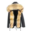 OFTBUY Jaqueta de inverno verde casual feminina parka casaco de pele real grande gola de pele de guaxinim natural com capuz parkas casacos quentes