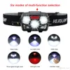 LED HEADLAMP Zoomable Reflektor 1T6 + 4XPE + COB LED Lampa Koralik Oświetlenie zewnętrzne 5 Tryby przełączania