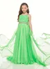 Little Girls Pageant Dresses Mulit Green Chiffon Flower Girl Dresses Pleated Beads Crystal Wraps Party Birthdaty Juniors Birdesmai237A