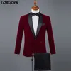 Zimowe męskie Velvet Garnitury 4 Kolory Slim Blazers Chorus Stage Stroje Piosenkarka Host Zdarzenie Odzież Zdjęcie Studio Suit Kostium Master Suit