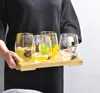 Copo de vidro criativo nórdico feminino em casa sem tampa xícara de chá simples personalidade transparente suco de flor europeia xícara de chá
