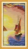 The sailboat in sunset scenery decor paintings ,Handmade Cross Stitch Embroidery Needlework sets counted print on canvas DMC 14CT /11CT