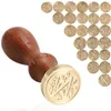 Retro Wood Classic 26 Letter A-Z Alfabet Initial Bröllop Sealing Wax Seal Stamp Post Dekorativa Craft Presenter