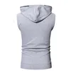 Summer Casual Mens Solid Sleeveless Sports T-Shirt Hooded Tank Top Hoodies Tee Men Bodybuilding Fitness Tops J1906186