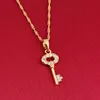 New Fashion Nice Key Pendant Luxury Gold Color Crystal Key Chain Pendant Necklace Elegant Jewelry Accessories For Women