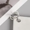 Bague de déclaration créative Vintage en argent Sterling S925, mignon, avec lettre, pendentif porte-bonheur pour femmes, bijoux JZR307