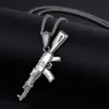 Hiphop punk pistol halsband hänge hane 4 size kedja hip hop smycken män rostfritt stålblackgold färg bijoux ak47 halsband2399001