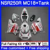 Kropp för Honda NSR 250 R MC16 NSR250 R RR MC18 NSR250R 88 89 262HM.35 NSR 250R NS250 PGM2 Cowling Hot White NSR250RR 1988 1989 88 89 FAIRING