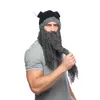 Män vinter mustasch -brygg beanie halloween rolig cosplay hatt barbarian vagabond viking skägg hatt horn varm ull stickning möss2580766