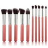 10 st Syntetisk Kabuki Makeup Brush Set Nylon Hår Trähandtag Kosmetik Foundation Blending Blush Makeup Tool DHL Gratis frakt