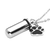 Chien Paw Pendentif Pendentif Pendentif en acier inoxydable Collier Memorial Ash Urn Bijoux Bijoux Charme Création personnalisée Gravure personnalisée