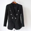 Novo designer de alta qualidade feminino de couro blazers de leão botão de cabeceira dupla de trespotas feminina feminina de escritório blazer casaco A289