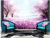 modern wallpaper for living room Purple romantic cherry tree small fresh landscape mural