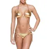 Grande taille brillant ensemble Bikini femmes Sexy Micro maillot de bain licou à lacets maillots de bain String maillot de bain été deux pièces vêtements de plage