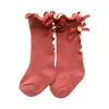 10 couleurs enfants papillon princesse chaussette filles nœud papillon bébé filles coton chaussettes arc tricot genou chaussettes hautes enfants vêtements 0-8Y